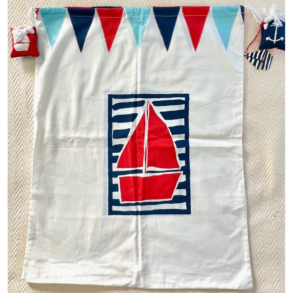 Vintage New w/ Tags Laura Ashley Sailboat Drawstring Laundry Bag Made in UK